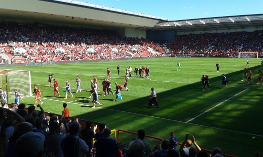 Latics go off for half time to a deserved ovation from the visiting support. 